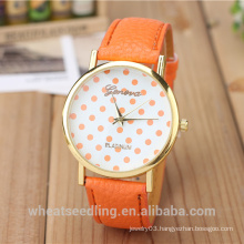 China wholesale cheap genuine leather band geneva watch for men and women